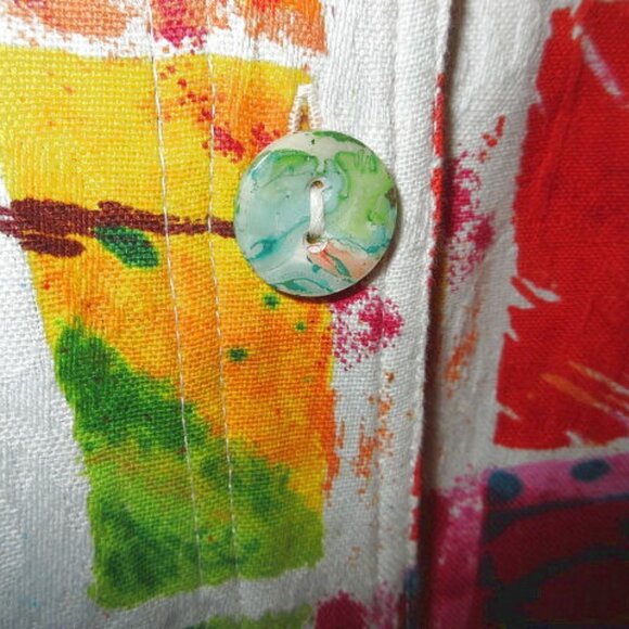 Parsley & Sage Rainbow Art To Wear Top Size XL Button Up Tunic Boho Pop Art NEW - Picture 4 of 13
